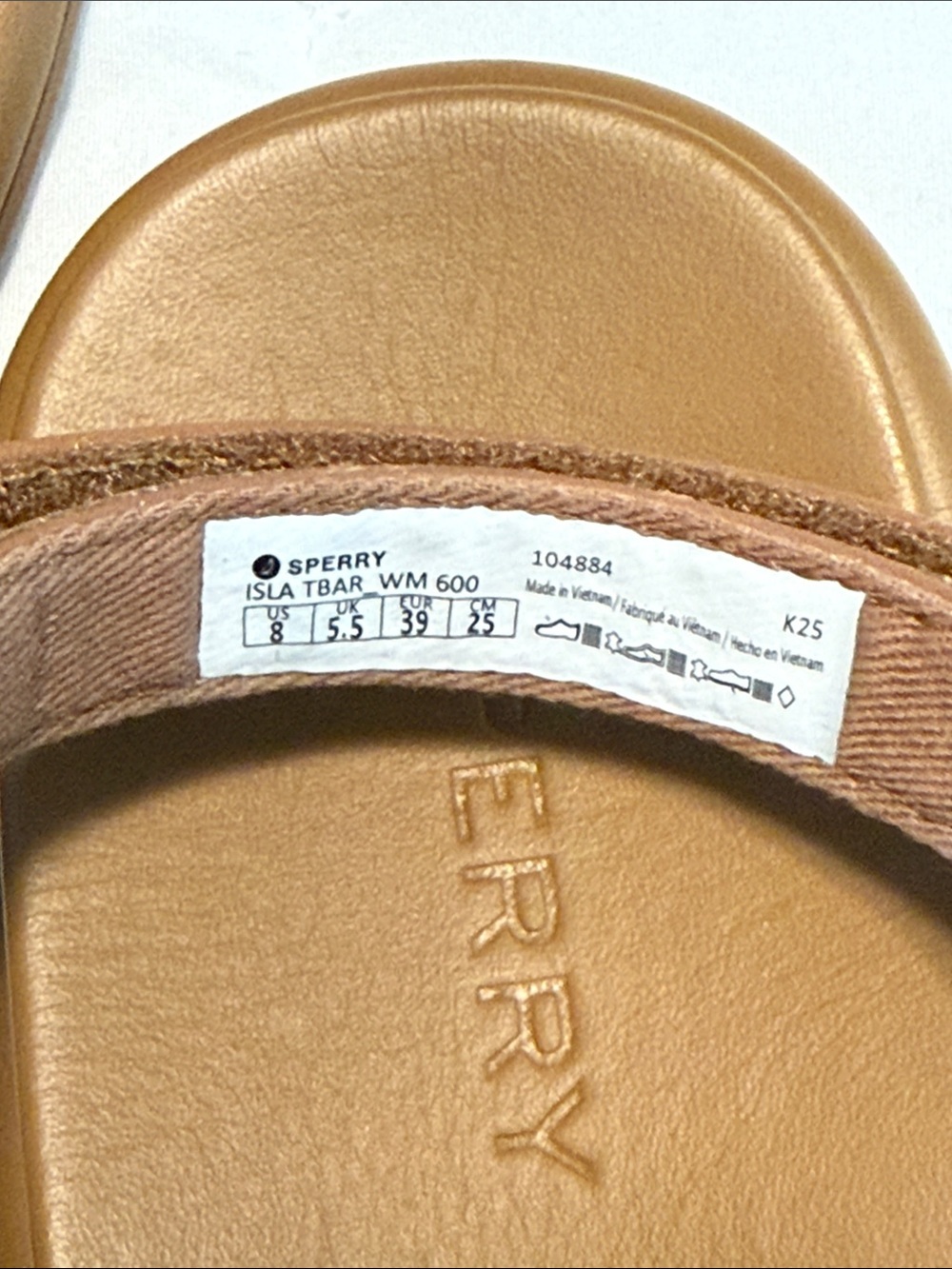 Sperry Tan Footbed Sandals with Red Rope Straps - Picture 3 of 5